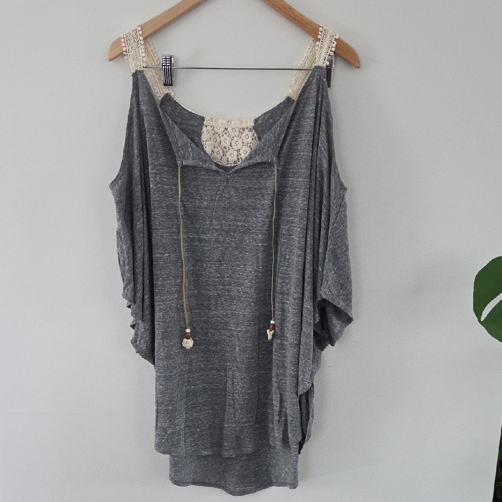 Lucky Brand Gray Swimwear Top